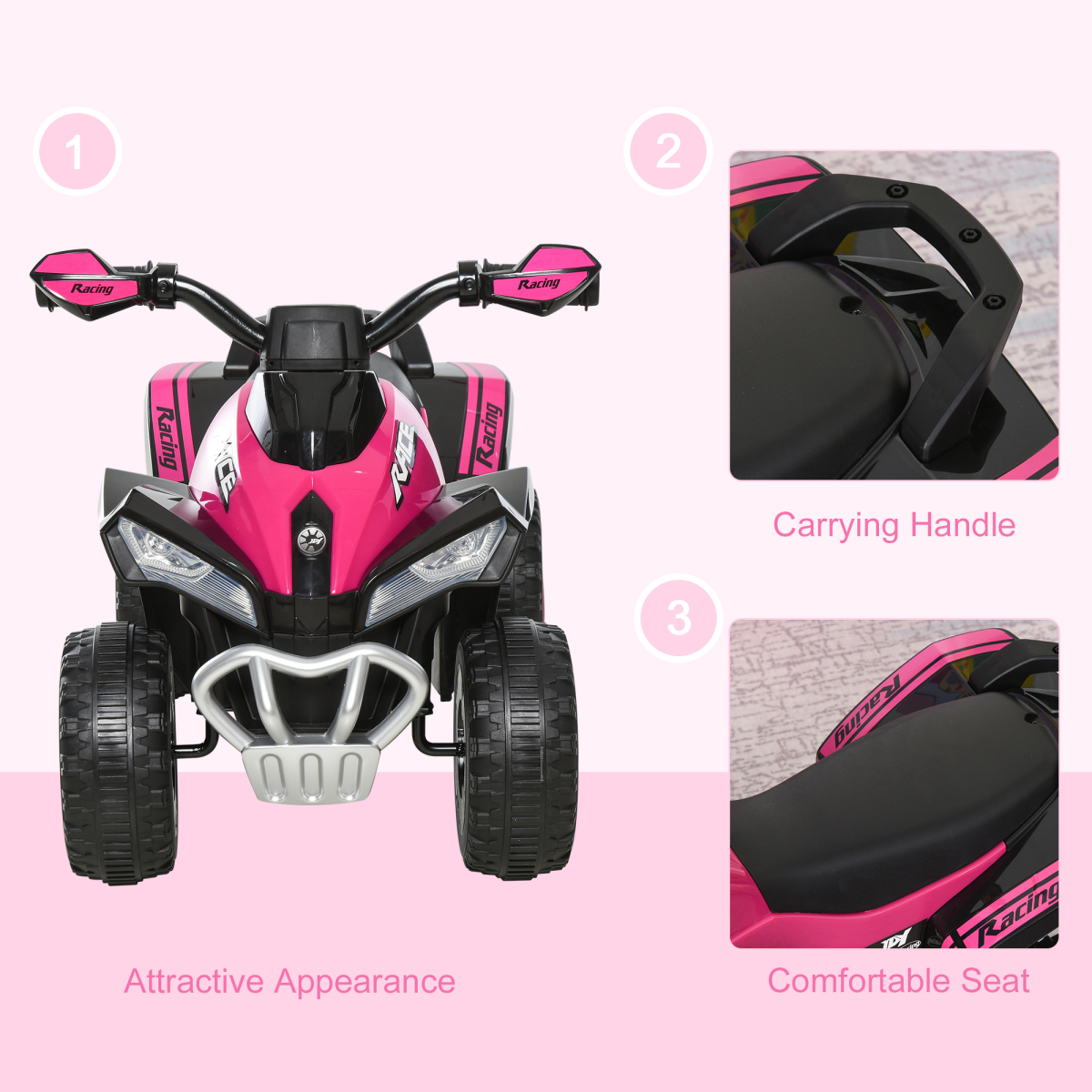 4-Wheel Toddler Foot-to-Floor Ride-On Car with Lights & Songs