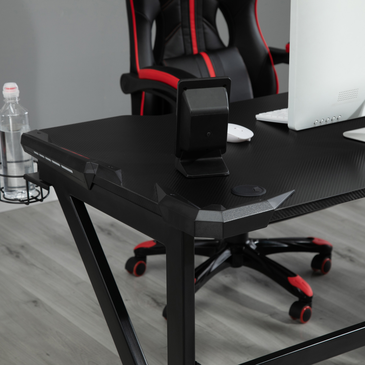 HOMCOM Gaming Desk with Steel Frame, Cup Holder & Headphone Hook