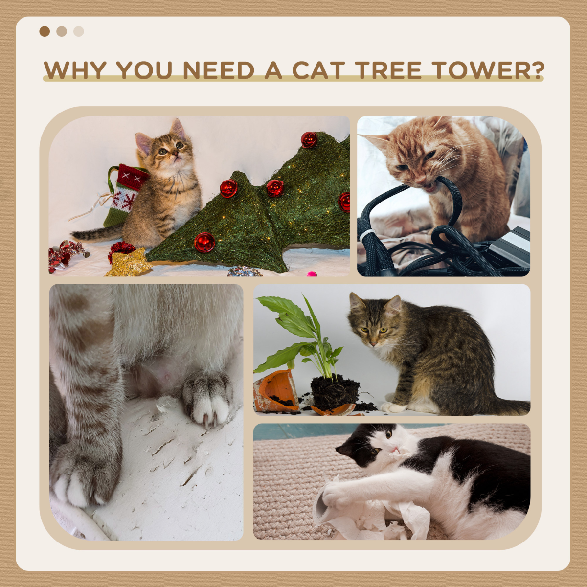 PawHut Cat Tree with Sisal Scratching Post & Toy Ball