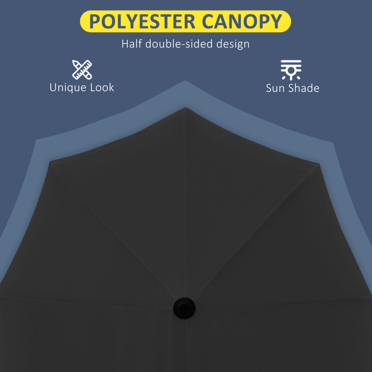 Outsunny 2m Half Garden Parasol Market Umbrella w/ Crank Handle, Base Black