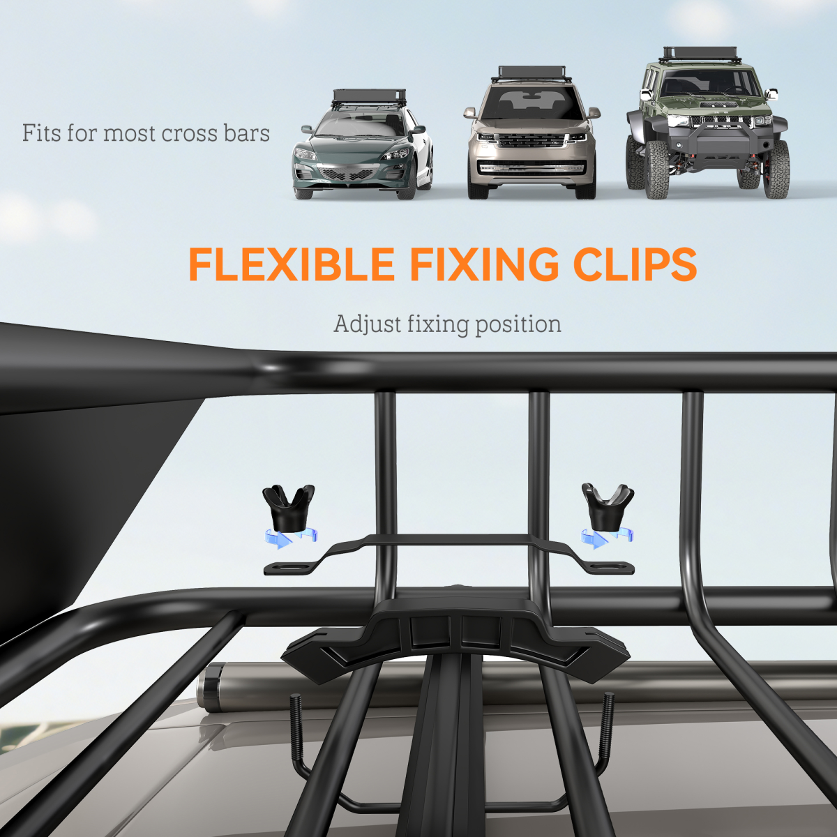 HOMCOM Steel Universal Roof Rack Basket, 90.7 kg Cargo Carrier