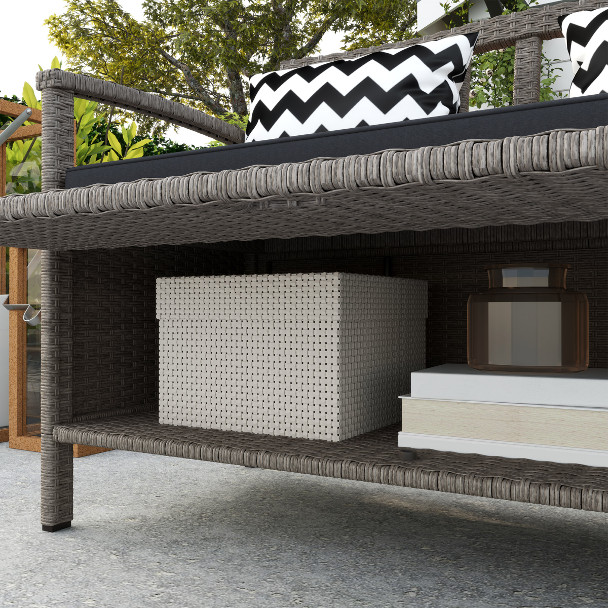 Outsunny 2-in-1 160L Outdoor Storage Bench with Cushion, Grey