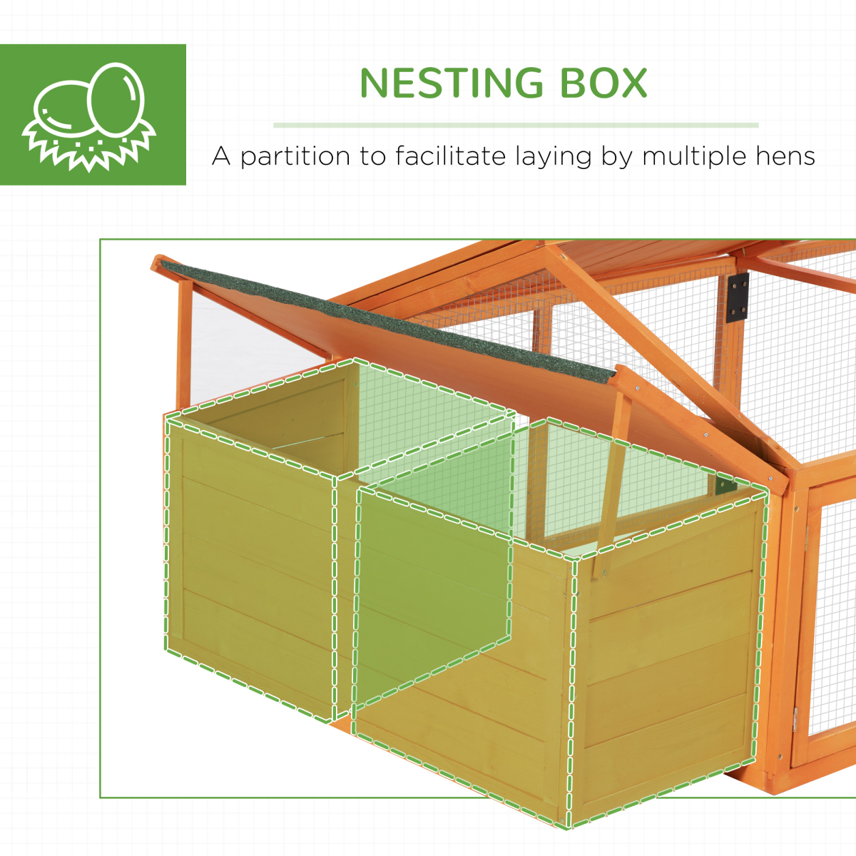 PawHut Wooden Chicken Run with Nesting Box, Openable Roof