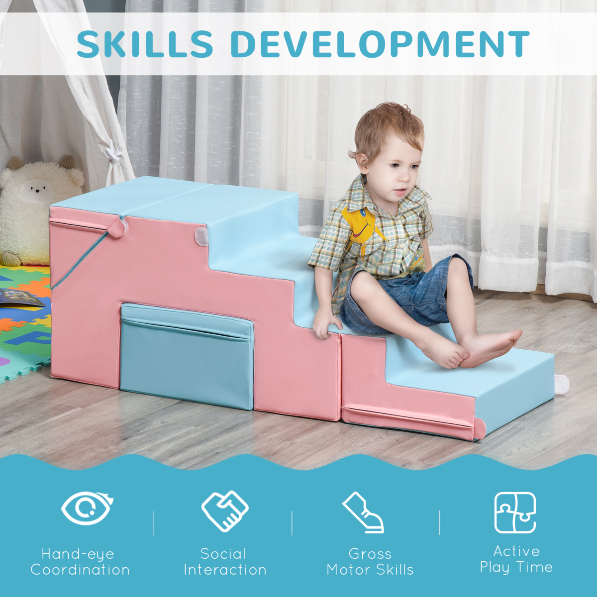 2-Piece Soft Foam Climbing Play Set, Reconfigurable, Ages 1-3