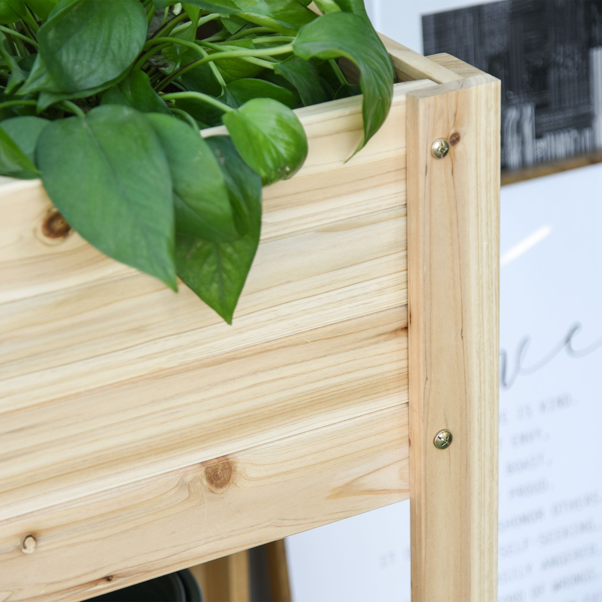 Outsunny Wooden Raised Plant Stand with Bottom Shelf 100x40x84cm
