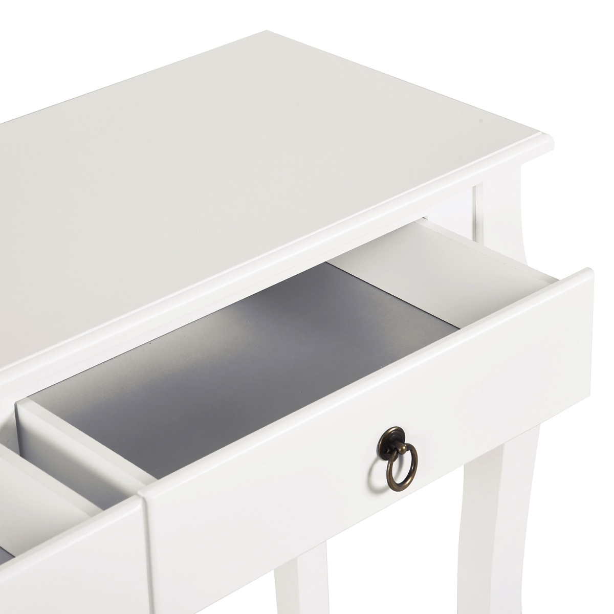 HOMCOM Ivory White Console Table with 2 Drawers and Lower Shelf