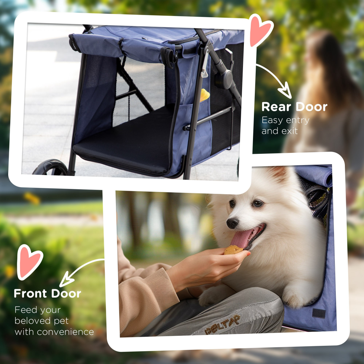 PawHut One-click Foldable Pet Stroller with Mesh Windows for Small Pets