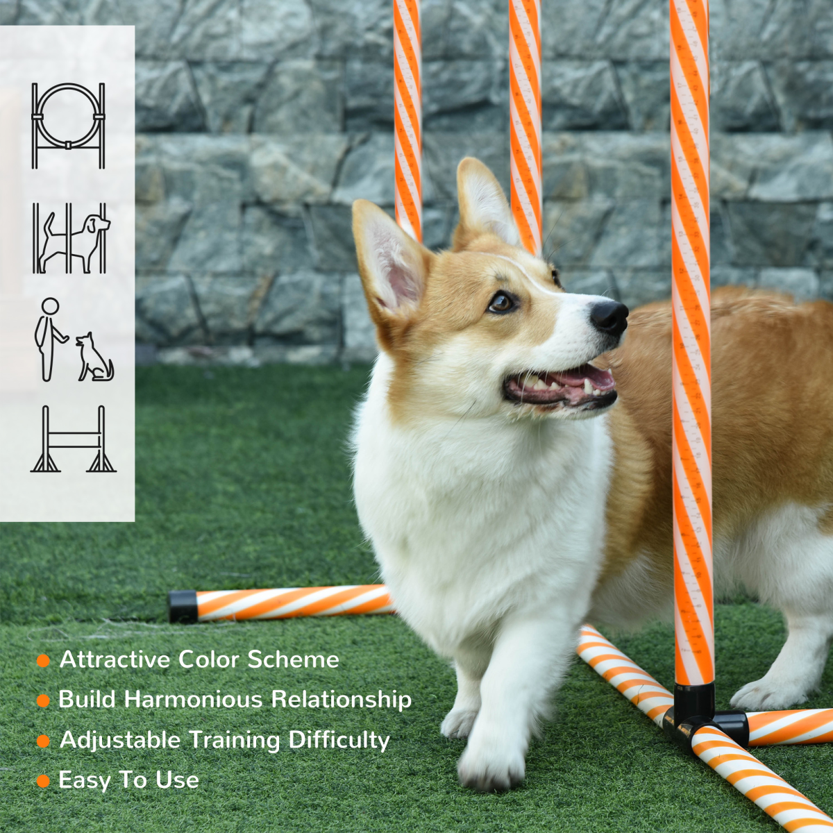 Pawhut Dog Agility Training Set with Adjustable High Jump Ring, Whistle and Storage Bag