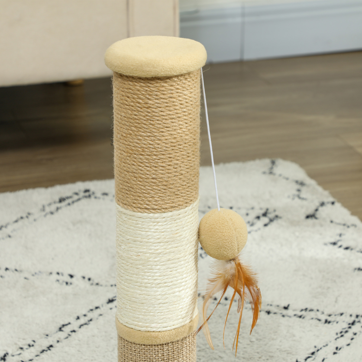 PawHut 47cm Cat Scratching Post with Sisal Rope, Brown