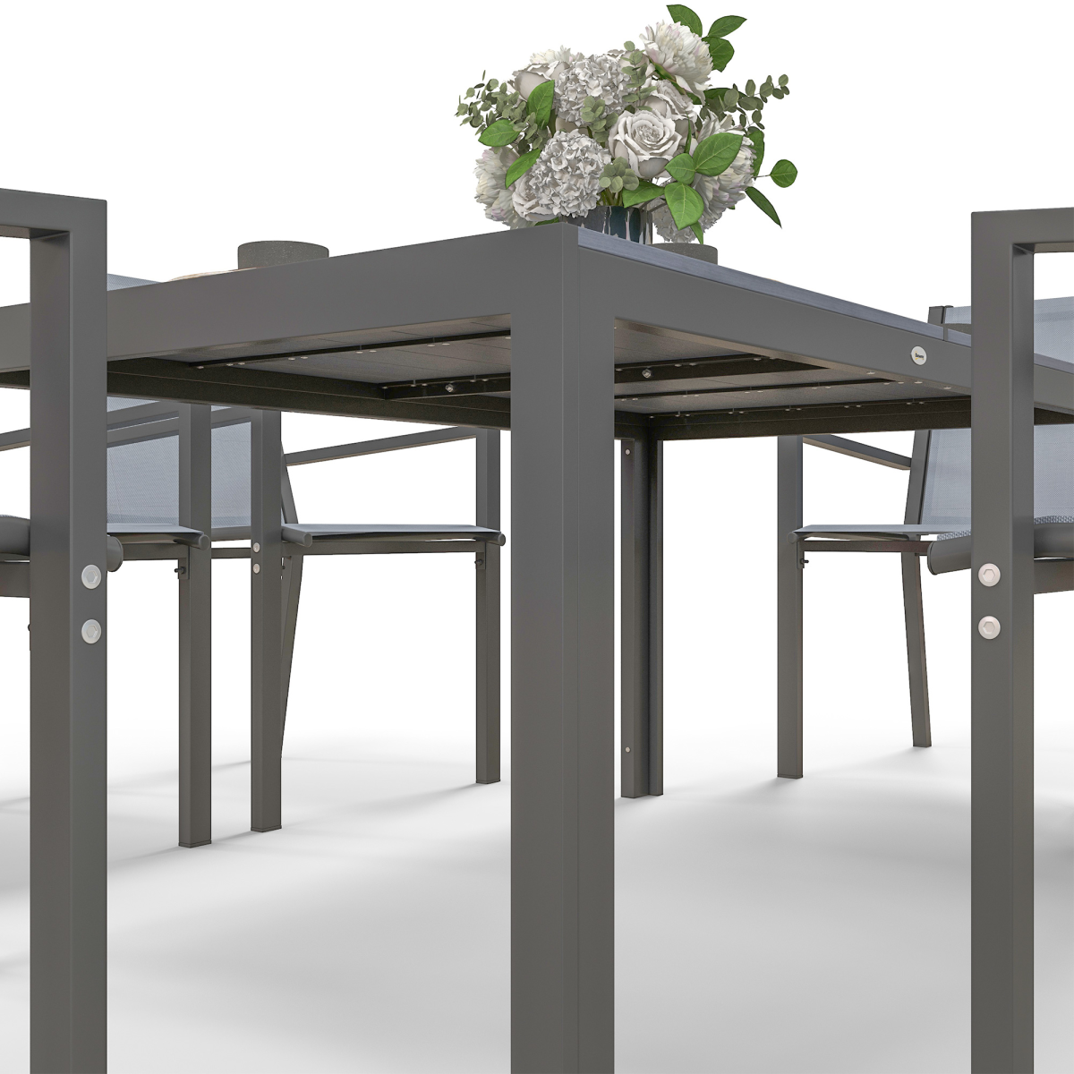 Outsunny 7-Piece Garden Dining Set, 6 Stackable Chairs and Rectangular Table, Grey