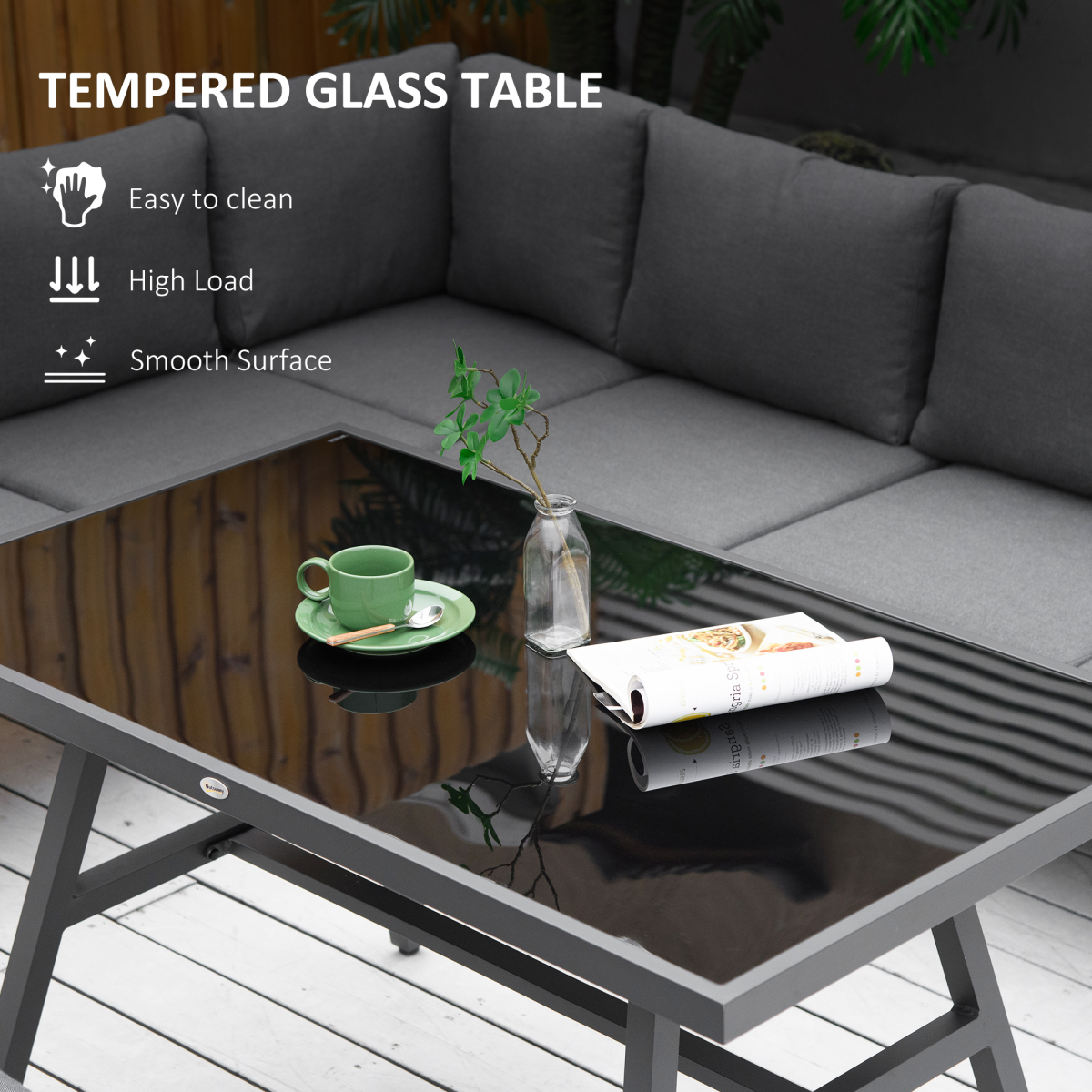 Outsunny 8-Seater Aluminium Garden Dining Set with Cushions