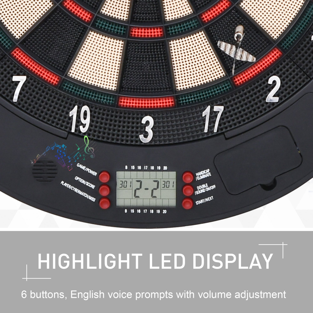 Electronic Dartboard Set, 26 Games, 185 Variations, 6 Darts