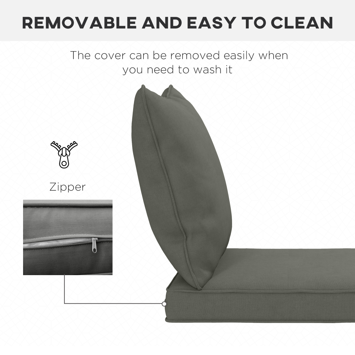 Outsunny Outdoor Seat and Back Cushion Set, Charcoal Grey