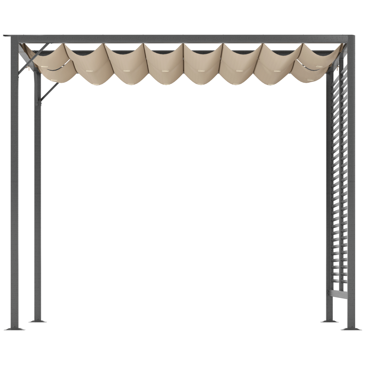 Metal Outdoor Pergola Patio Sun Shelter, Retractable Movable Canopy, PU-Coated UV and Water Resistant, Heavy-Duty Metal Frame