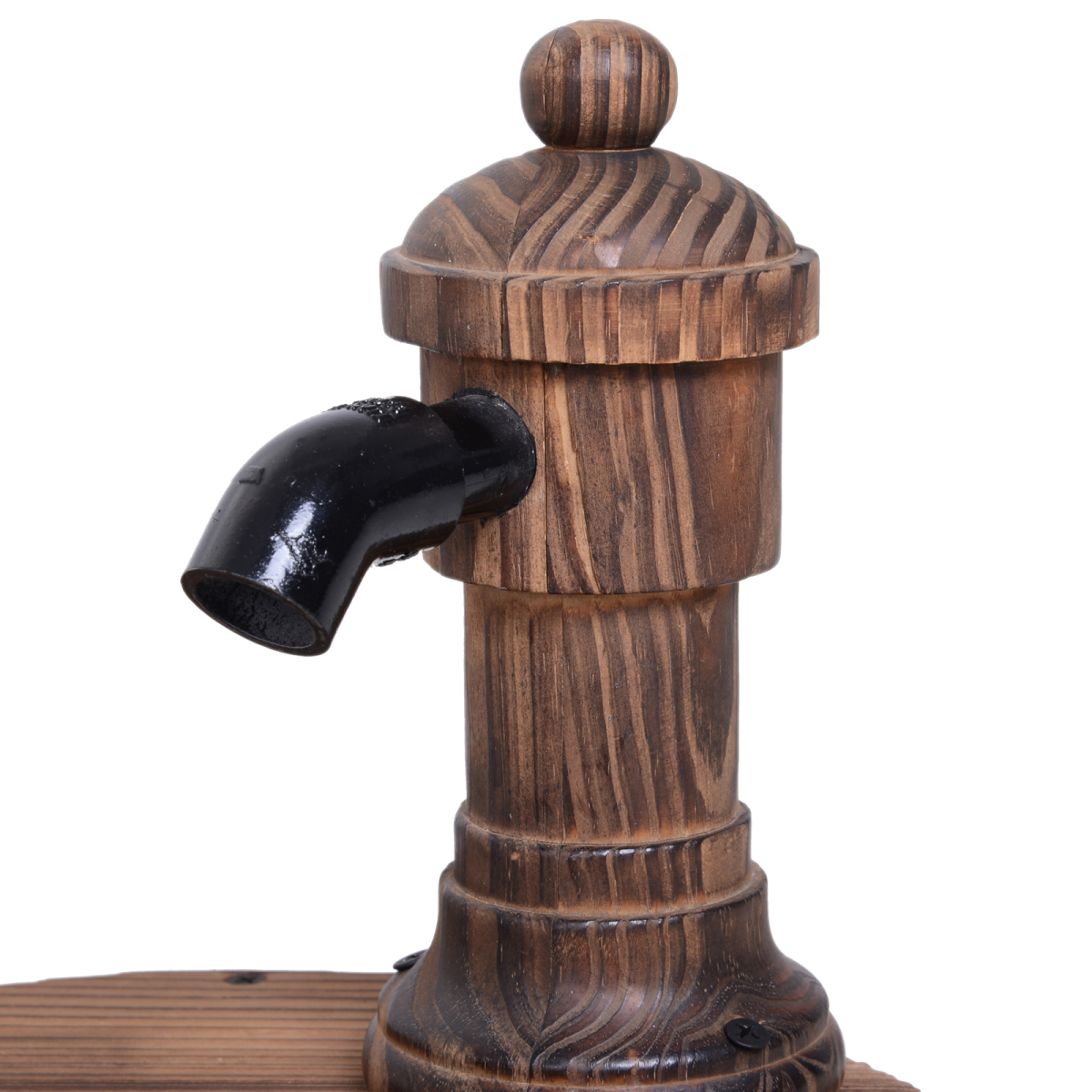 Outsunny Rustic Wooden Barrel Water Fountain with Electric Pump, Garden Planter and Ornament