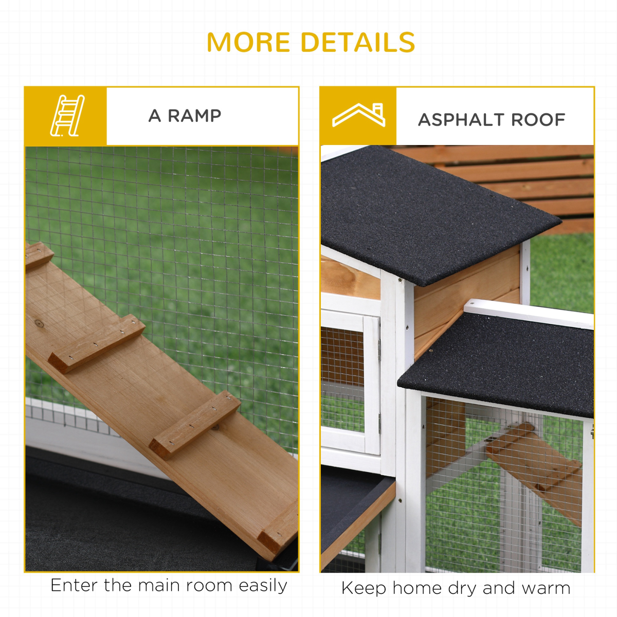 2-Tier Wooden Rabbit Hutch Outdoor Pet Cage with Ramp and Slide-Out Trays PawHut