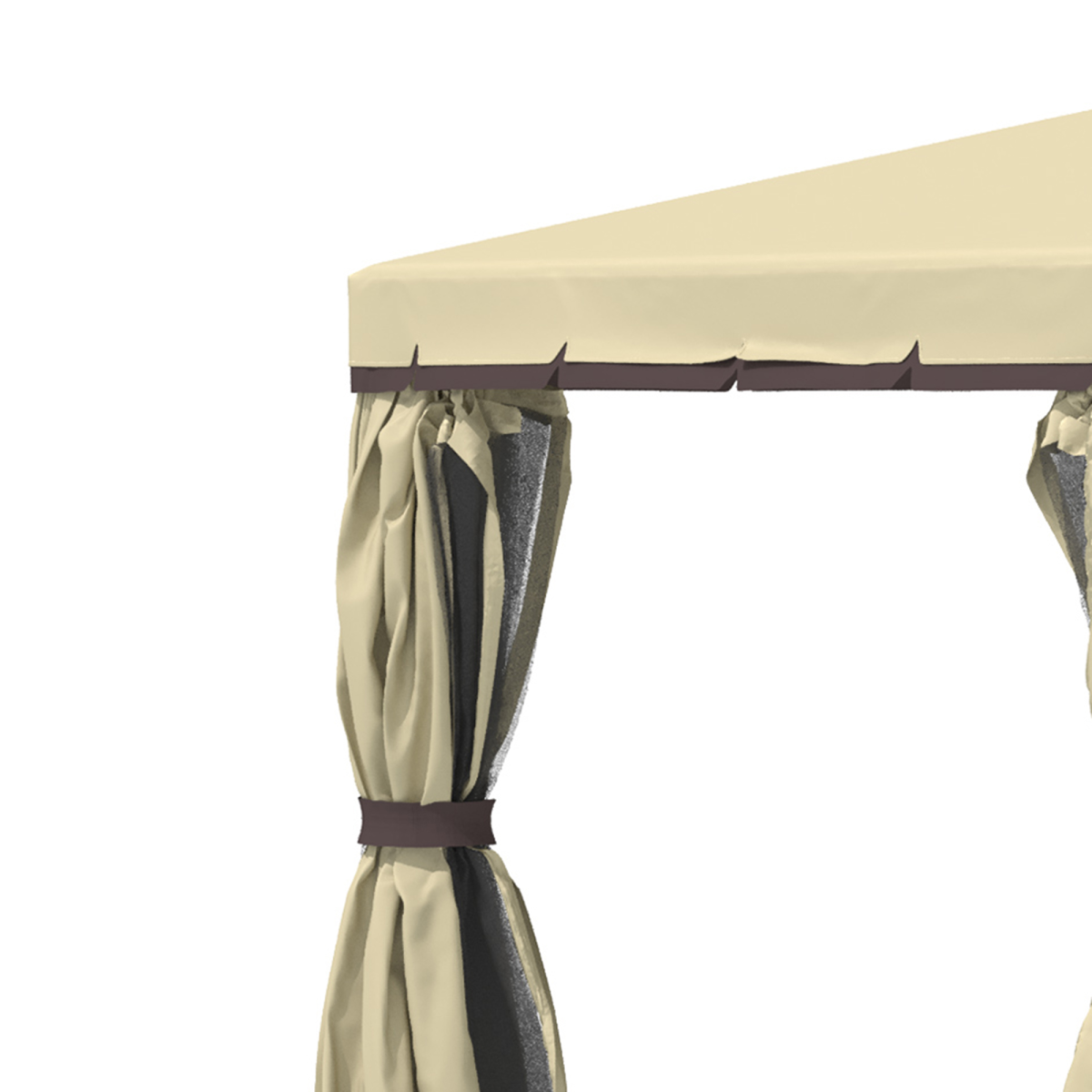 Outsunny 3x3m Patio Gazebo with Two-Tier Polyester Canopy, Mosquito Net, Aluminium and Steel Frame, Curtains
