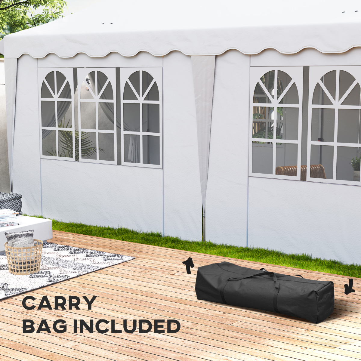 Outsunny 3x6m Pop Up Gazebo with Sides, UPF50+, Carry Bag, White