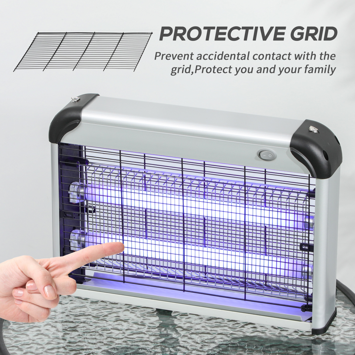 Outsunny 20W Electric Mosquito Killer Fly Trap, Silver