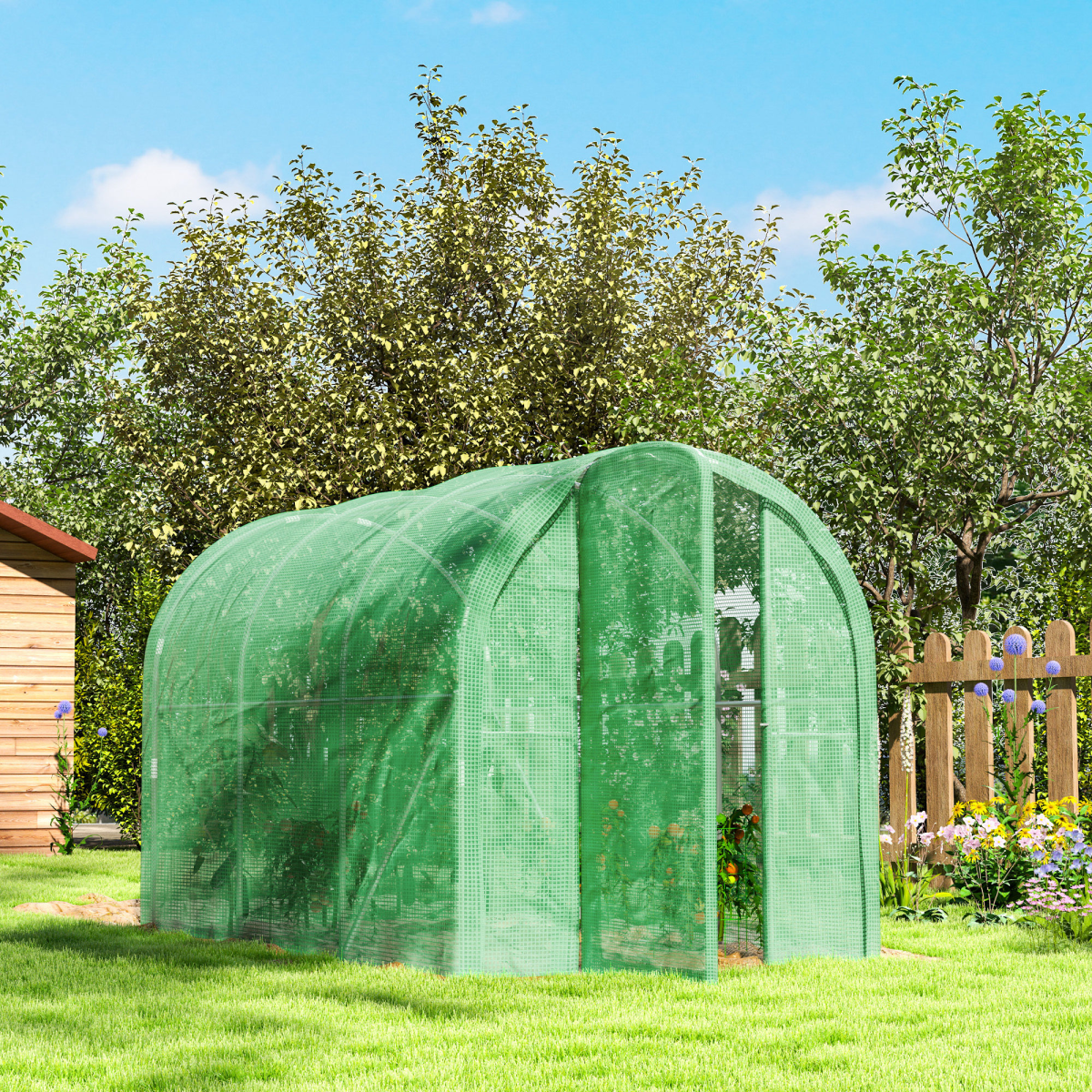 Outsunny 3 x 2m Polytunnel Greenhouse with Door, Galvanised Steel Frame