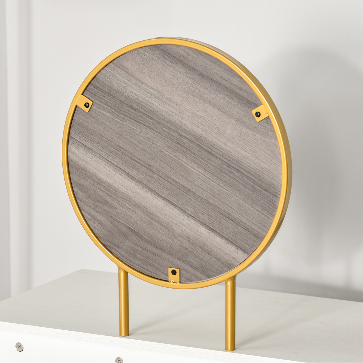 HOMCOM Modern White Dressing Table with 2 Drawers and Round Mirror