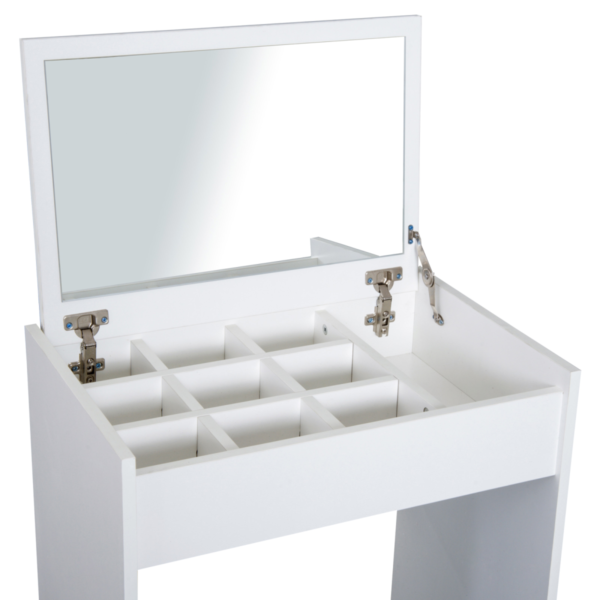 HOMCOM White Dressing Table Set with Padded Stool, Flip-Up Mirror, Hidden Storage, Multi-Purpose Desk