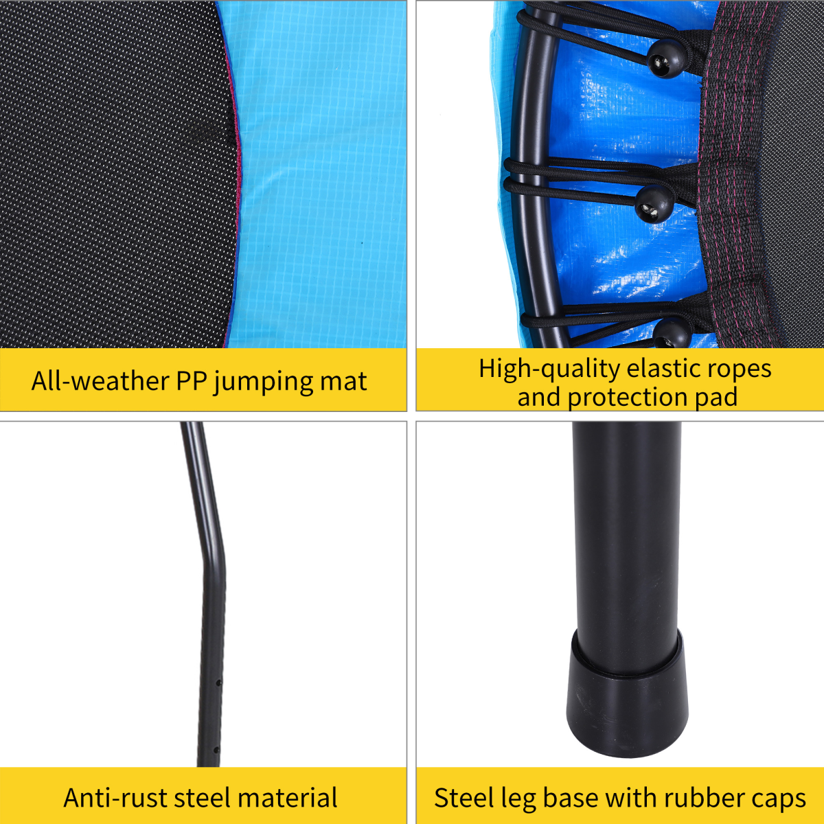 40in Kids & Adult Mini Trampoline Rebounder with Handle, Fitness