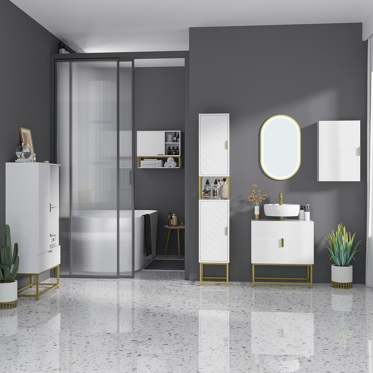 kleankin White Wall-Mounted Bathroom Cabinet with Adjustable Shelves