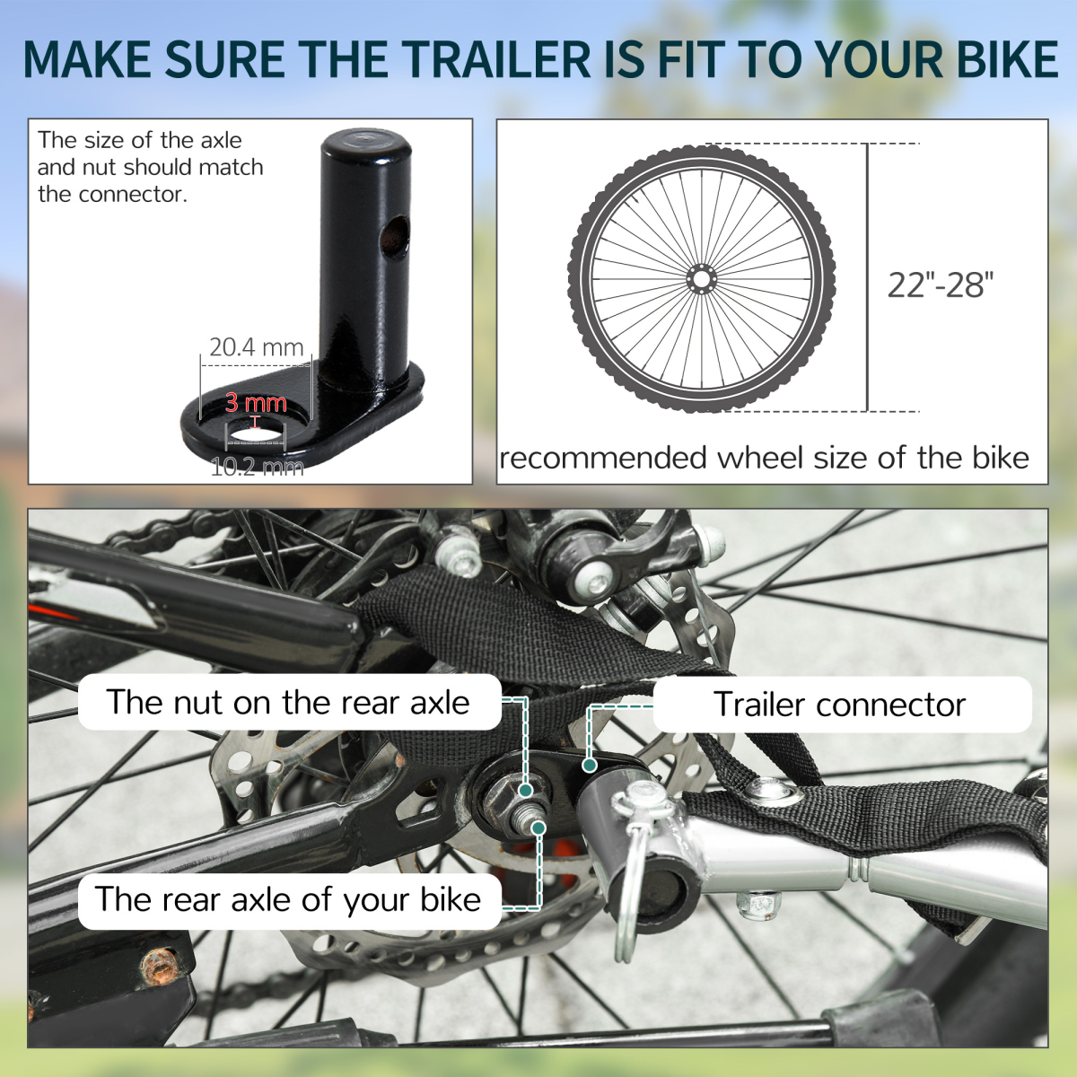 HOMCOM Two-Wheel Bicycle Cargo Trailer with Steel Base, Oxford Cloth Bag, Folding Storage, 40kg Max Load