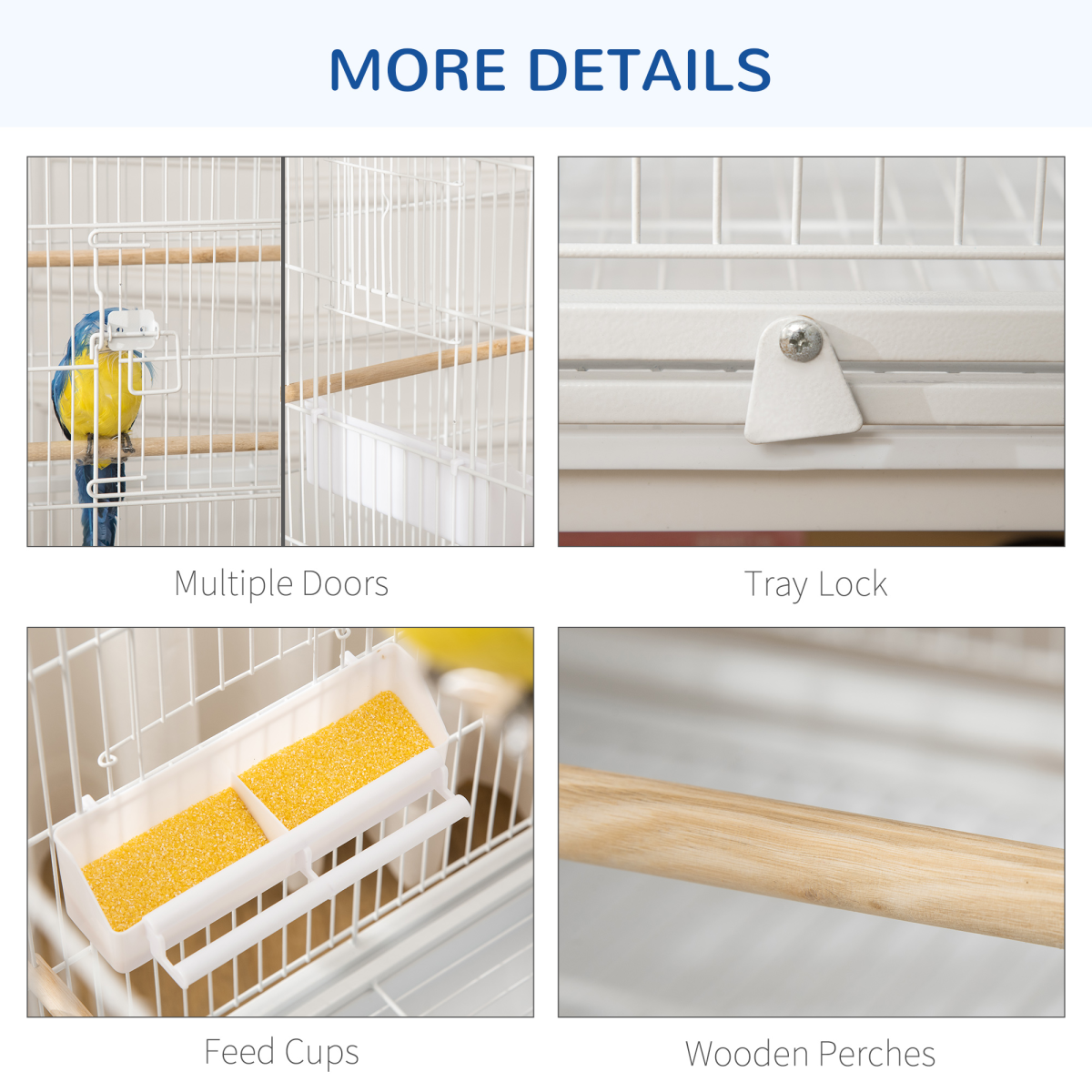 Large Bird Cage with Stand for Budgies and Finches, White