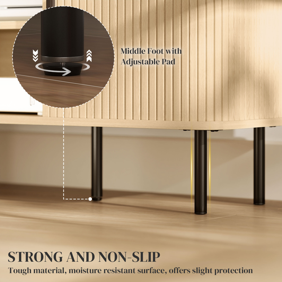 HOMCOM Oak Tone TV Stand with 2 Shelves, 2 Cupboards & Cable Hole