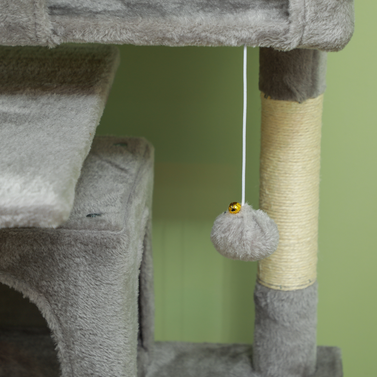 PawHut 138cm Cat Tree with Condos, Bed and Scratching Posts, Light Grey
