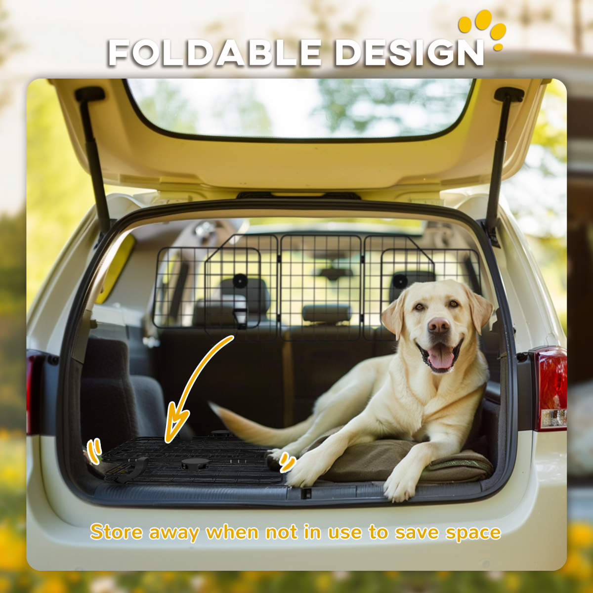 PawHut Adjustable Steel Dog Car Barrier for SUVs, Vans & Vehicles
