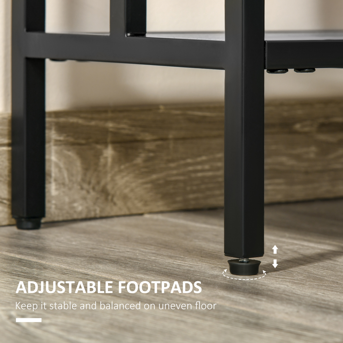 HOMCOM Console Table with 2 Shelves, Particle Board and Metal Frame, Art Deco Style, 76x106cm