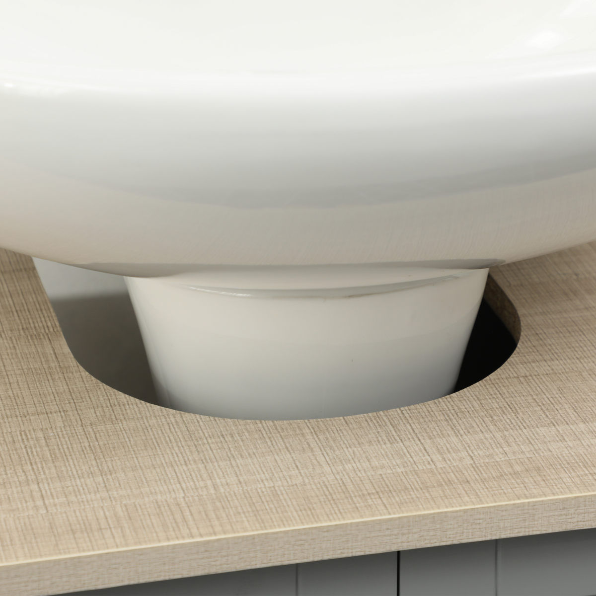 kleankin Bathroom Under Sink Cabinet with Storage Shelf, Double Door, Adjustable Shelf, Mid-Grey Wood-Effect Finish