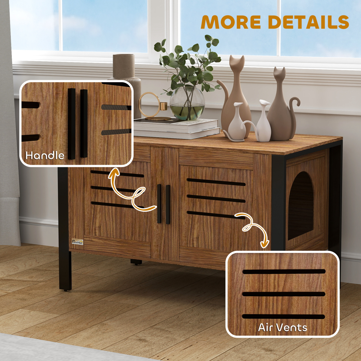 PawHut Cat Litter Box Enclosure with Scratching Board, Dark Brown
