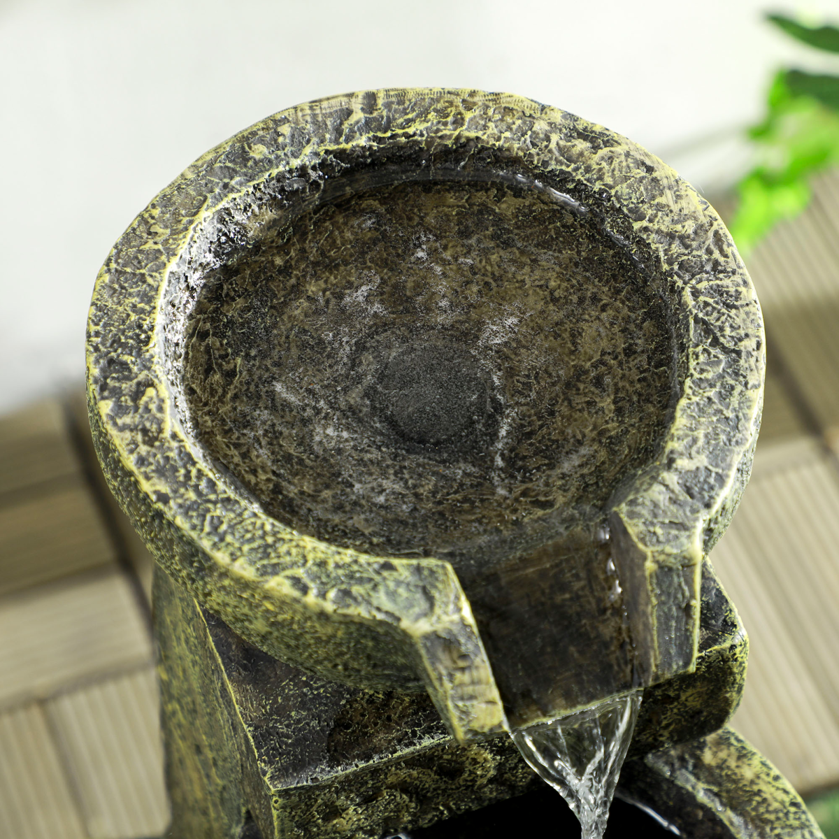 Outsunny 4-Tier Stone Look Garden Fountain with Adjustable Flow