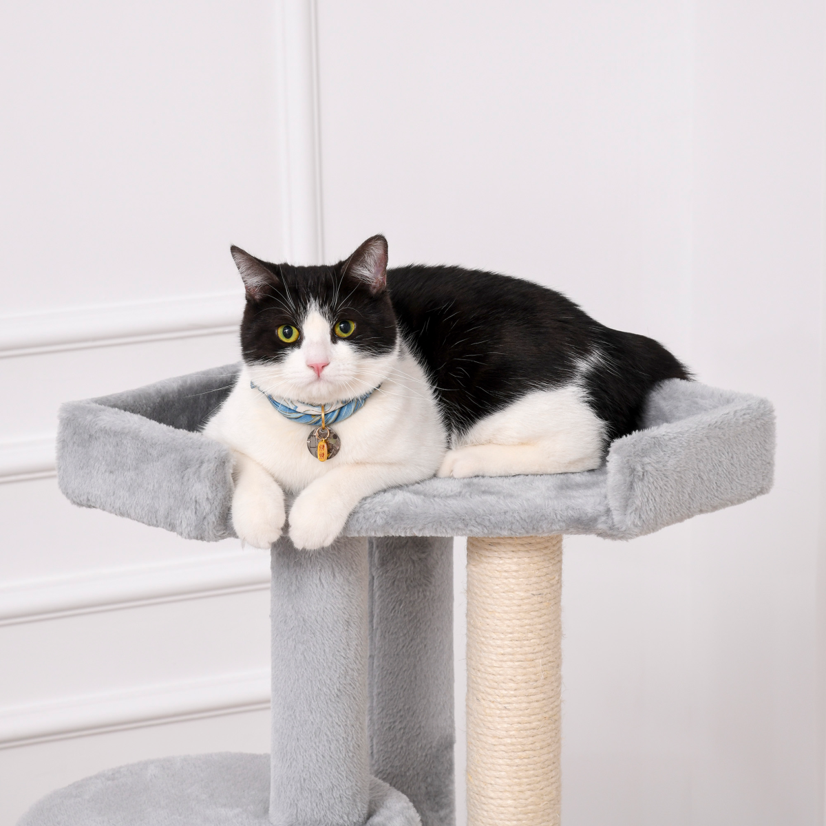 PawHut Multi-Level Cat Tree with Plush Condo, Scratching Posts, Wide Perches and Dangling Rope