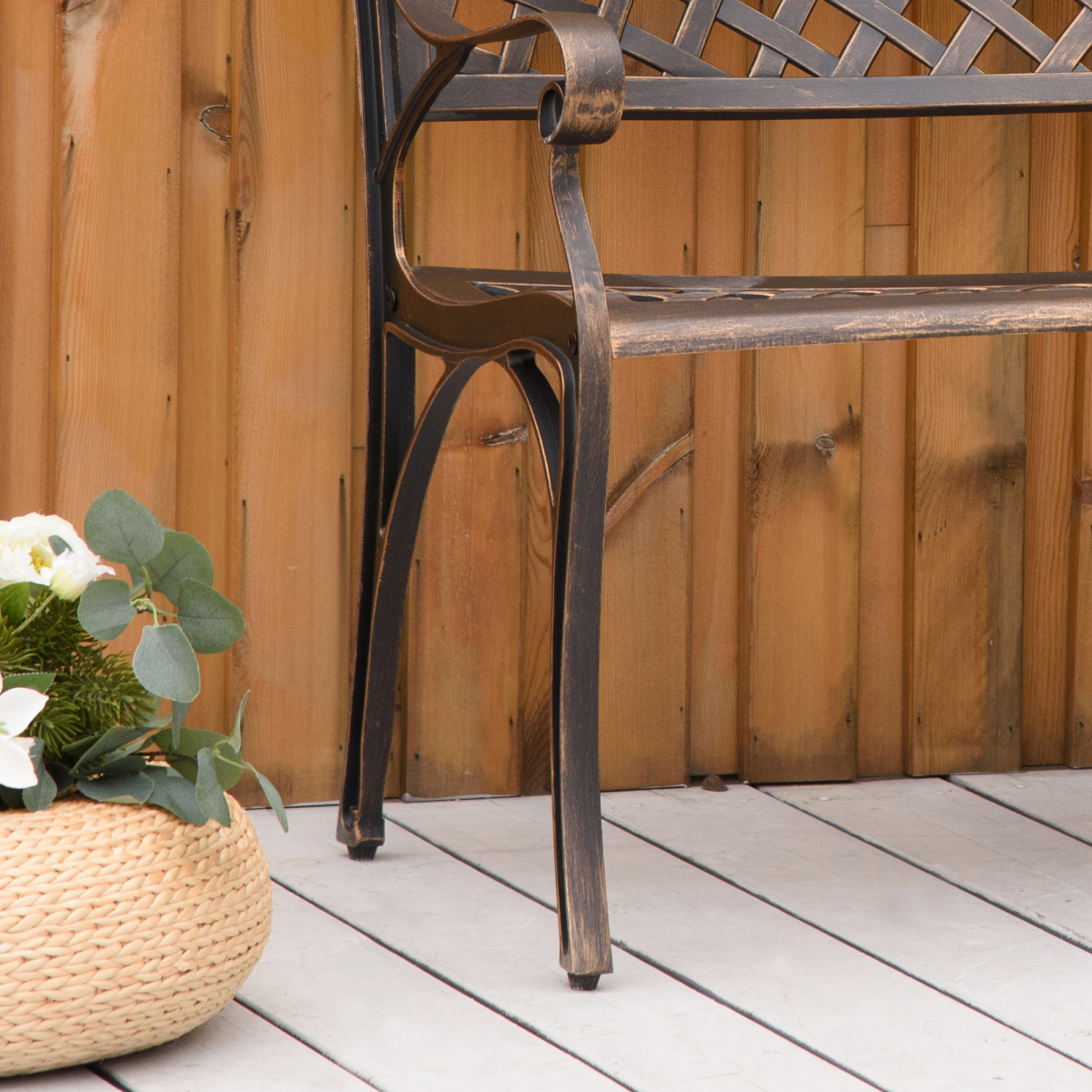 Outsunny Cast Aluminium 2 Seater Outdoor Bench, Bronze