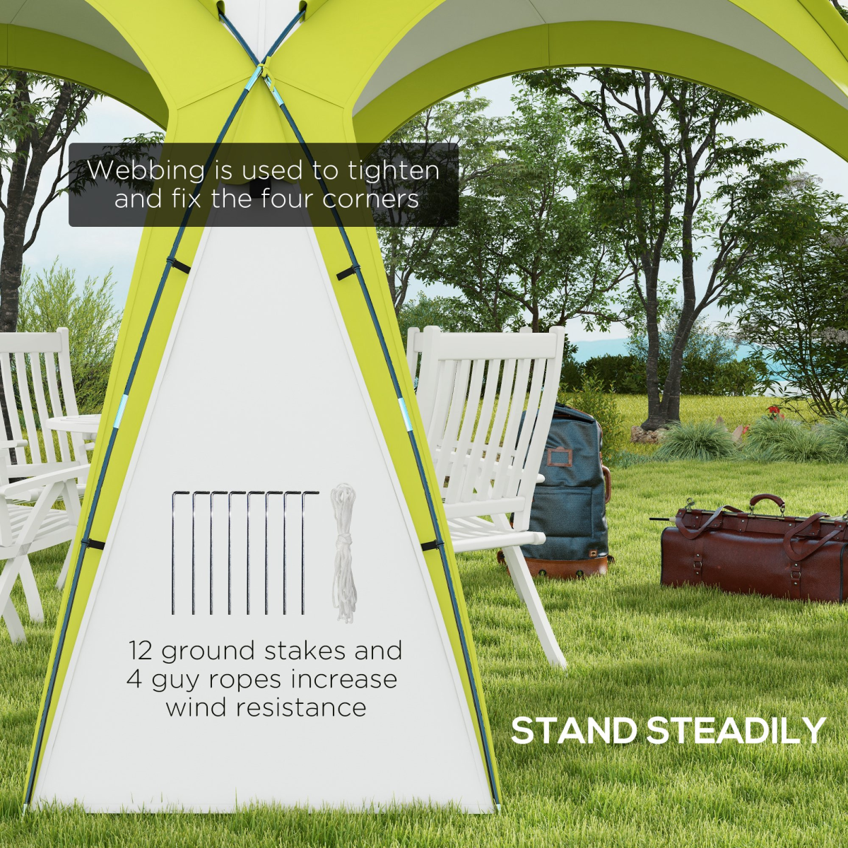 Outsunny Outdoor Gazebo Party Tent Shelter, 350 x 350 x 222 cm, Green and Cream