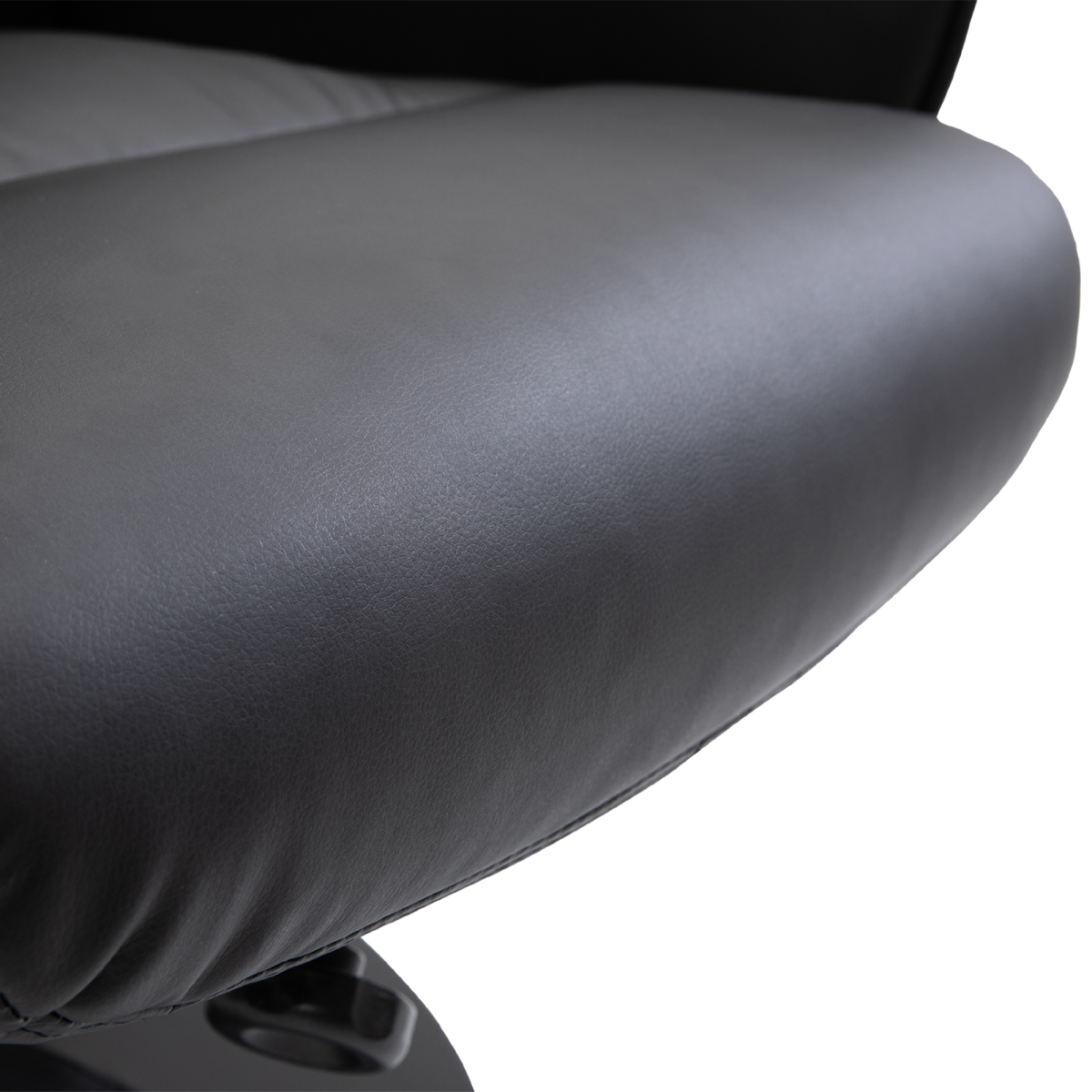 Reclining Armchair and Ottoman Set, 360 Swivel, Faux Leather, Black
