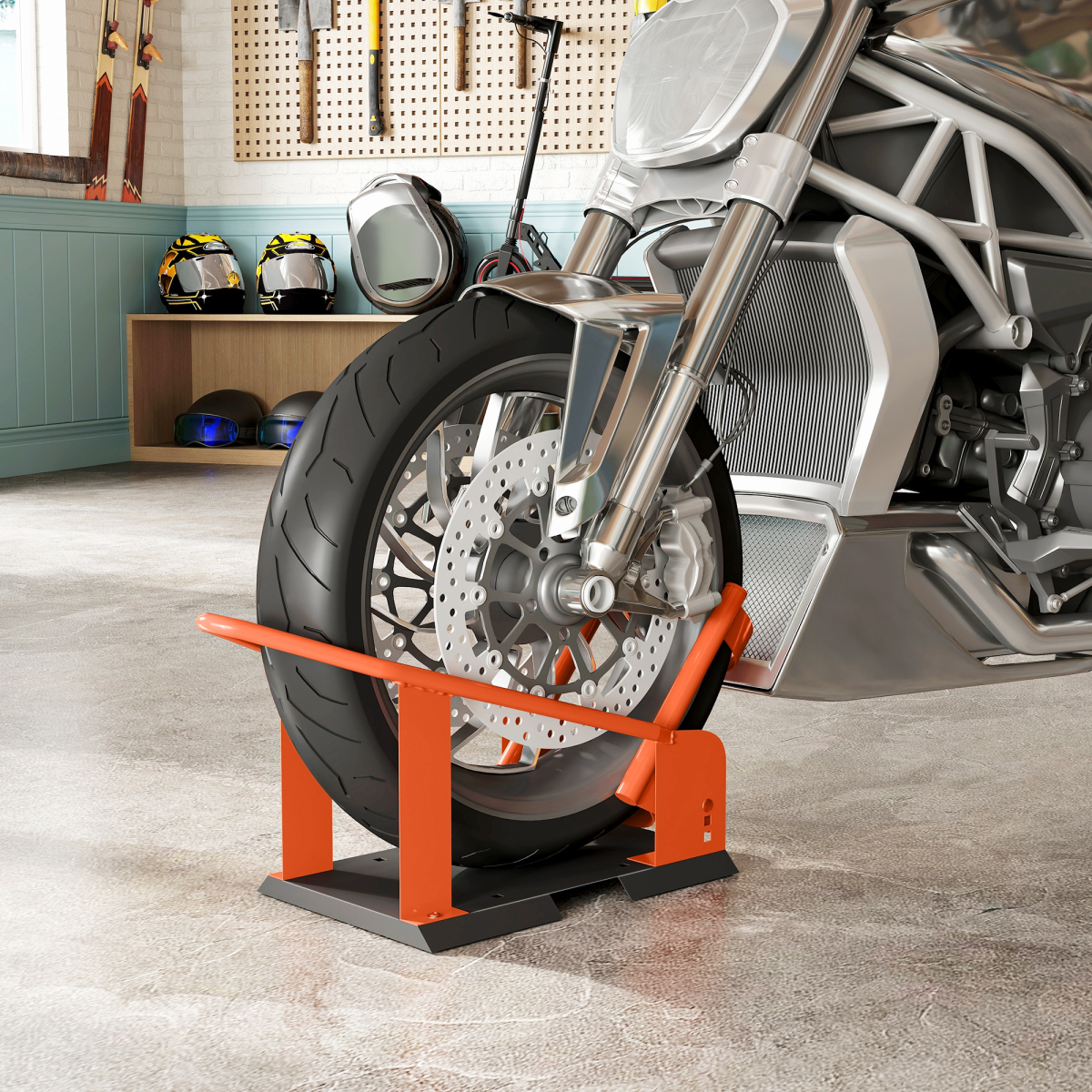 HOMCOM Adjustable Steel Motorcycle Front Wheel Chock, 816.5 kg