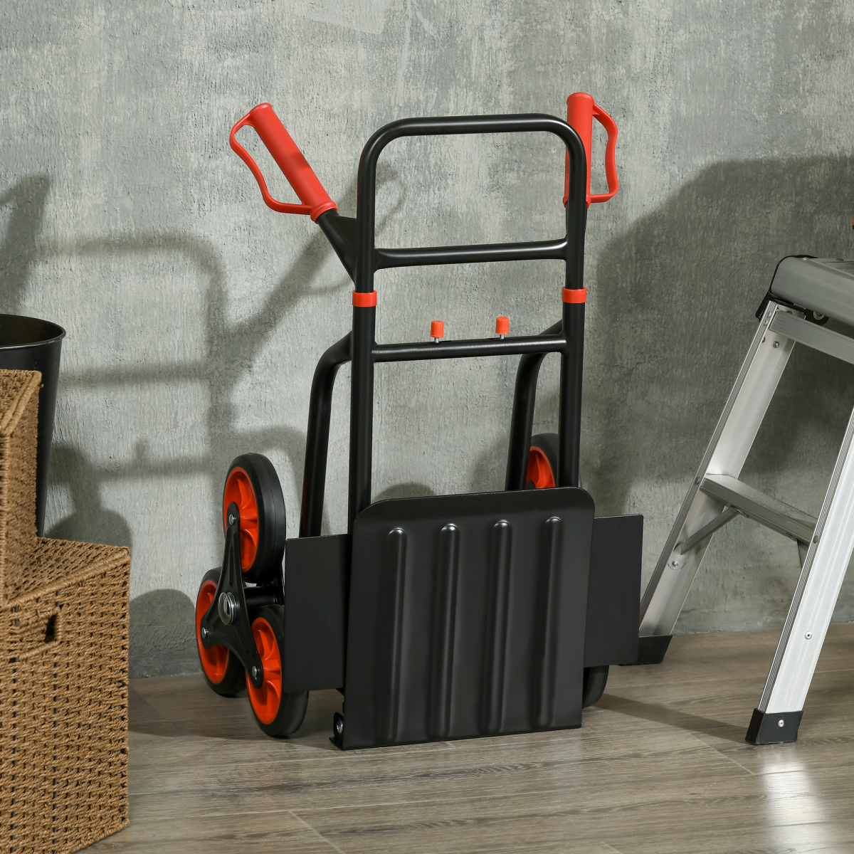 DURHAND 6-Wheel Folding Stair Climbing Trolley, Steel, 120kg