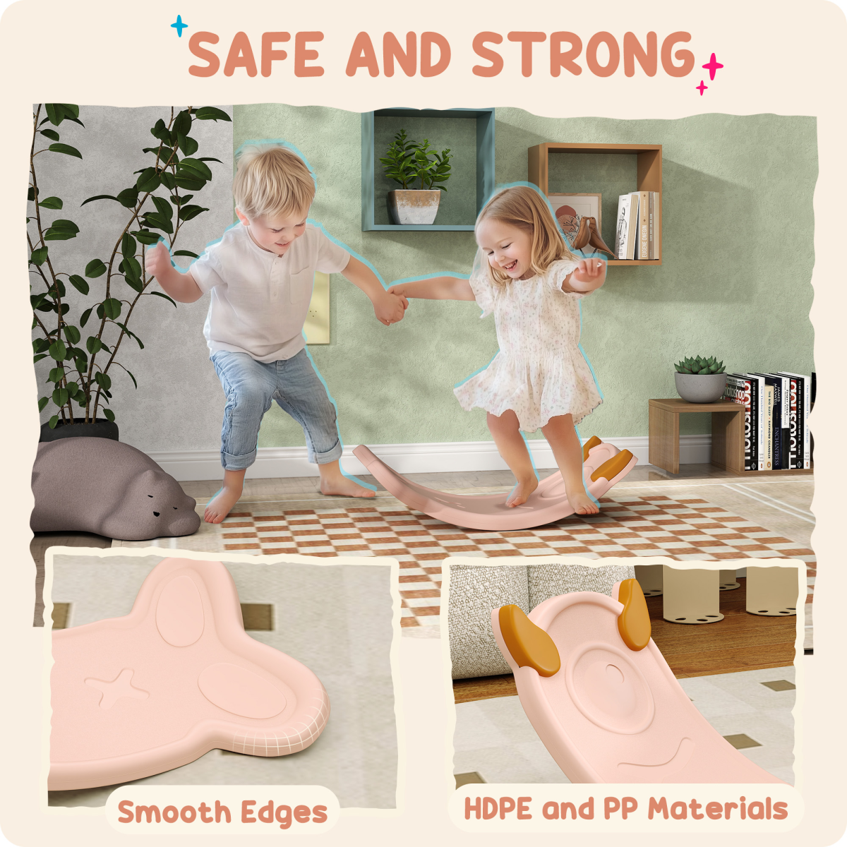 AIYAPLAY Kids Balance Board for Balance Training & Sensory Play, Pink