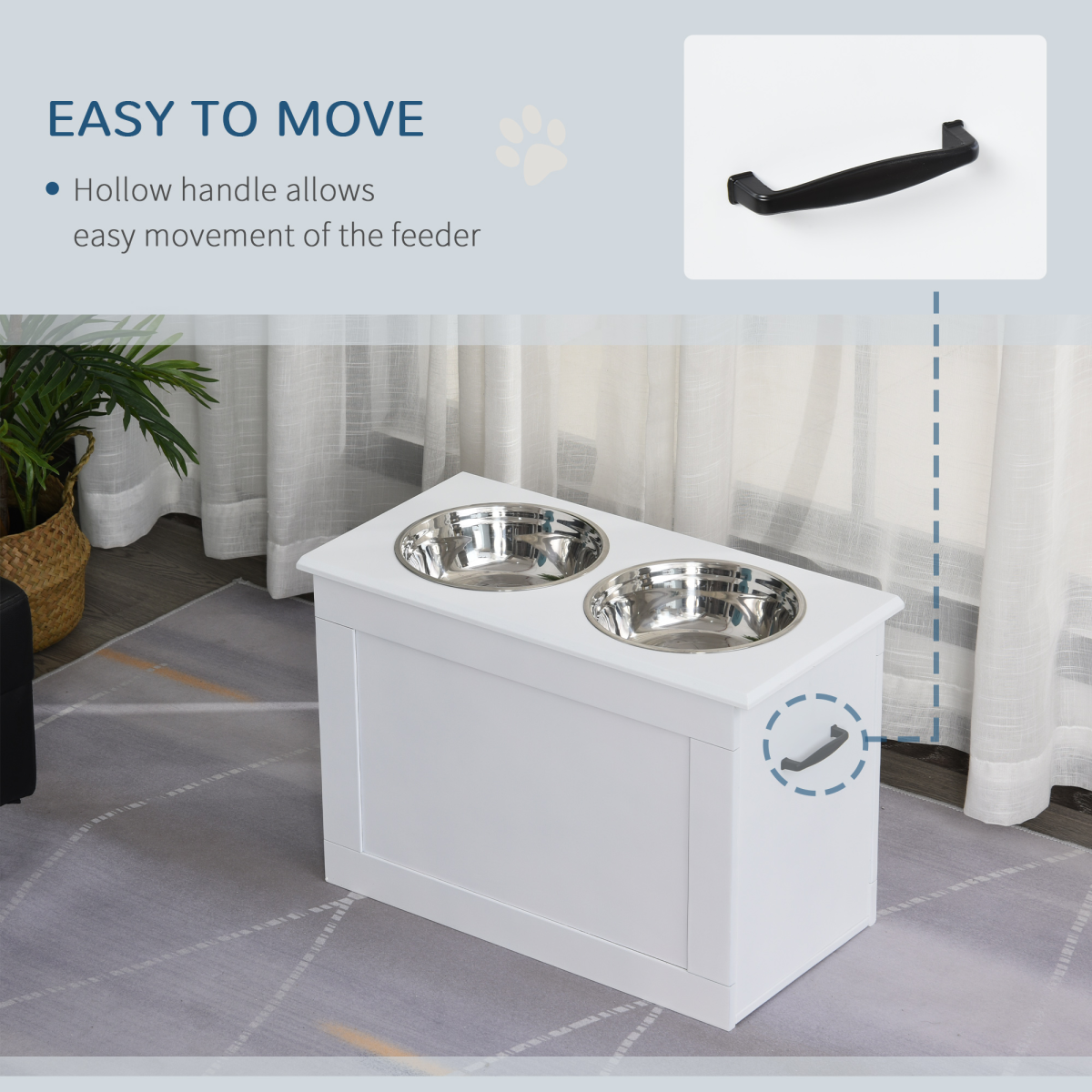 Elevated Dog Bowls with Storage Function, Stainless Steel Bowls, Raised Pet Feeder for Large Dogs, PawHut