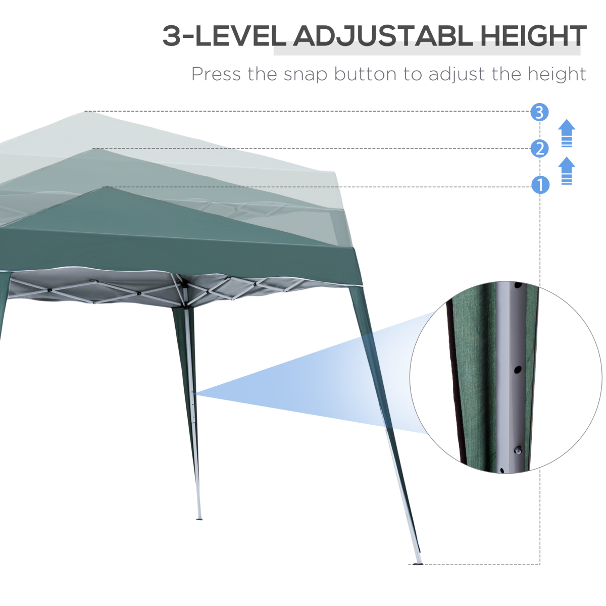 Pop Up Garden Gazebo Tent, Water-Resistant, 2.5 x 2.5 m, Green