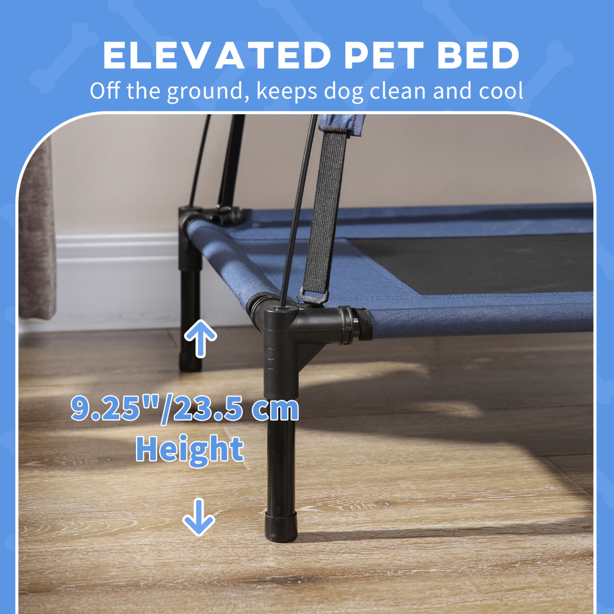 PawHut 122cm Elevated Dog Bed Outdoor Raised Pet Cot with Removable Canopy