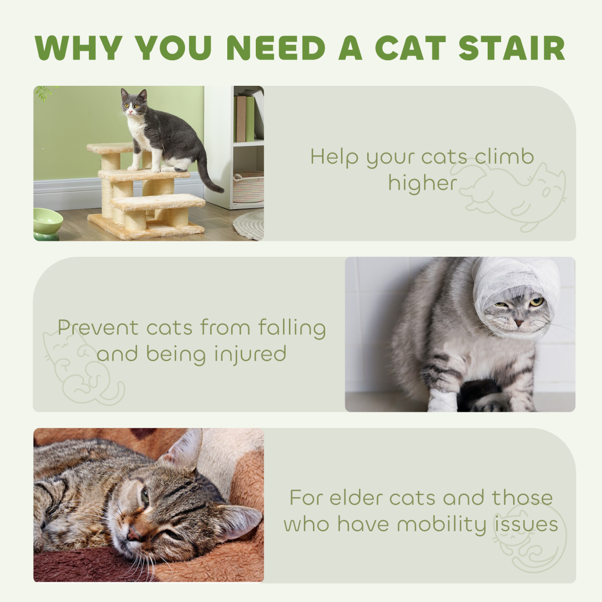 Pawhut Portable 3-Step Pet Stairs for Cats and Small Dogs, Lightweight Indoor/Outdoor Assist Steps for Couch, Bed, Car and Truck