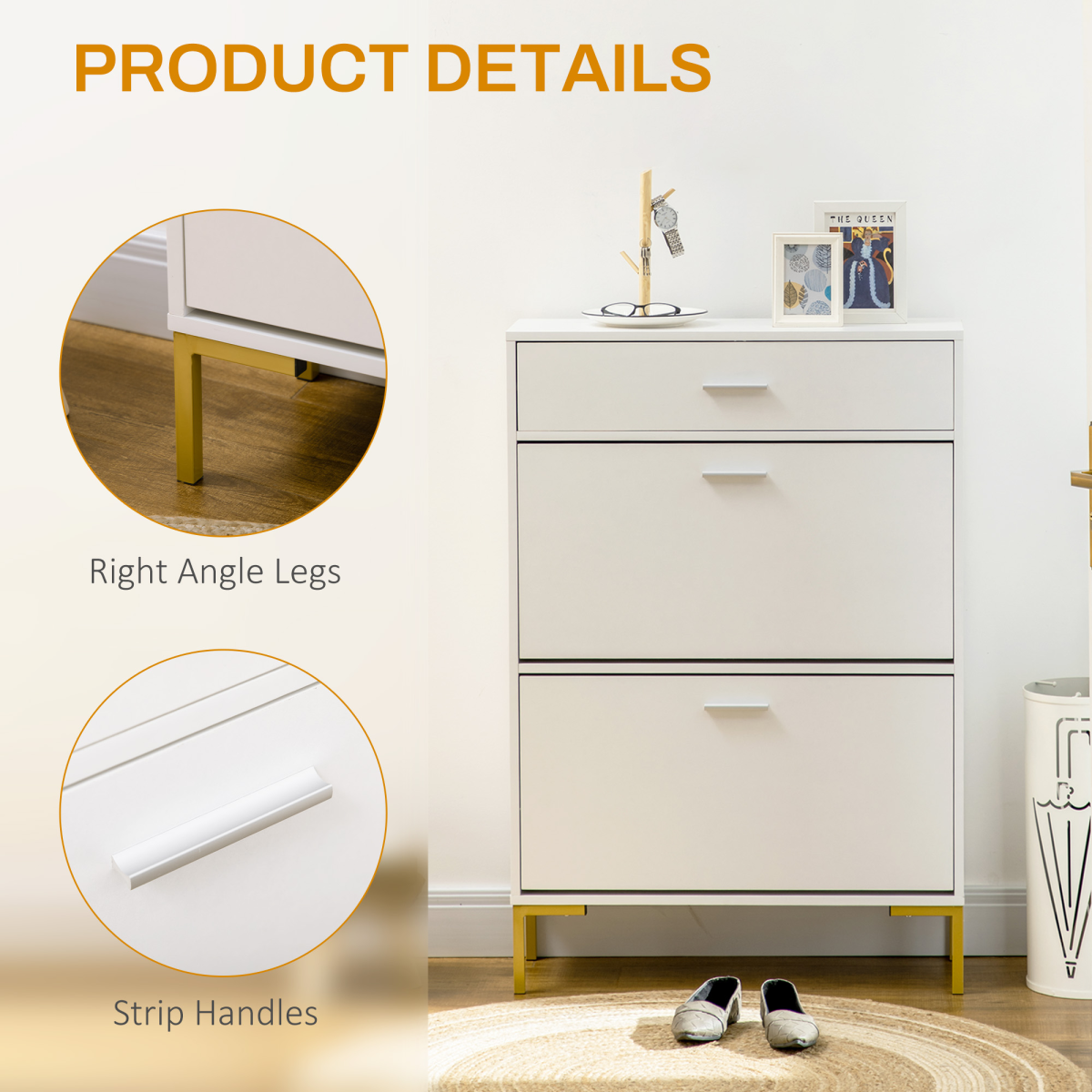 Slim Hallway Shoe Cabinet with 2 Flip Drawers, 12 Pair Storage