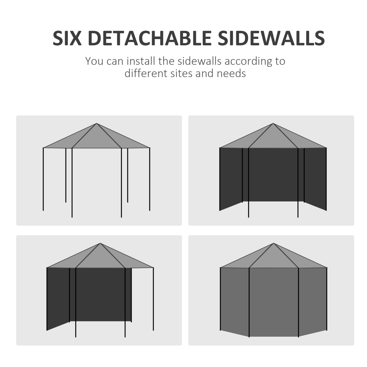 Outsunny 3.9m Outdoor Gazebo Canopy Party Tent with 6 Removable Side Walls